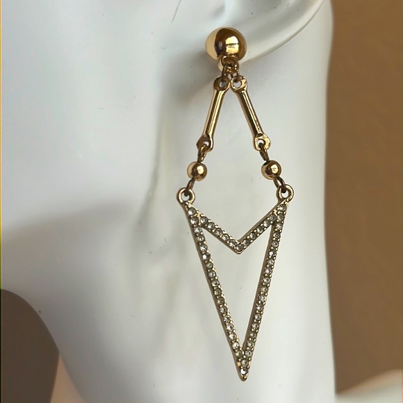 Gold & Rhinestone Statement Earrings - Picture 1 of 4
